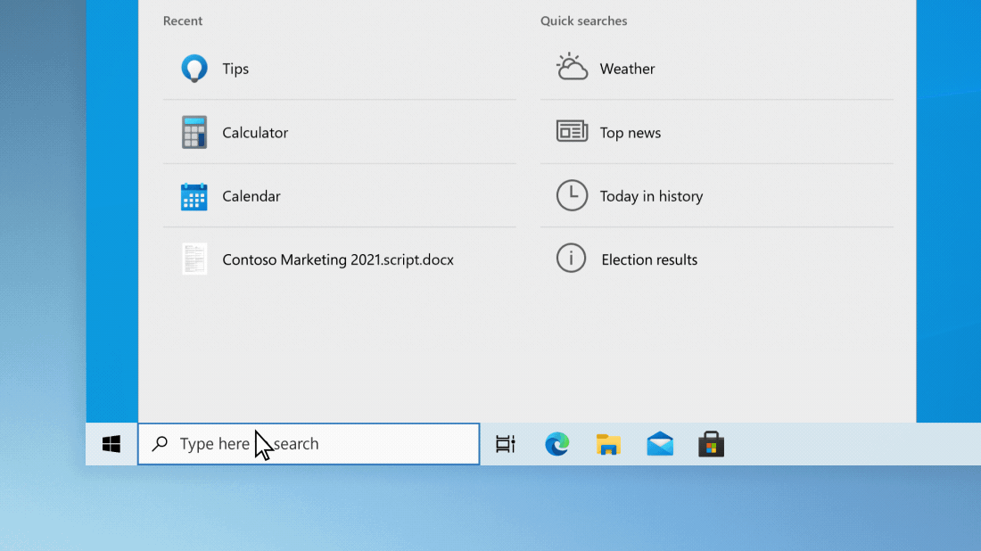 Windows 10 search bar